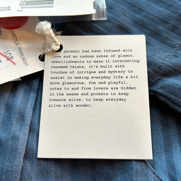 Mac & Jac shirt dress blue academia 3/4 sleeve & pockets NWT pinstriped size 10 - Picture 8 of 15